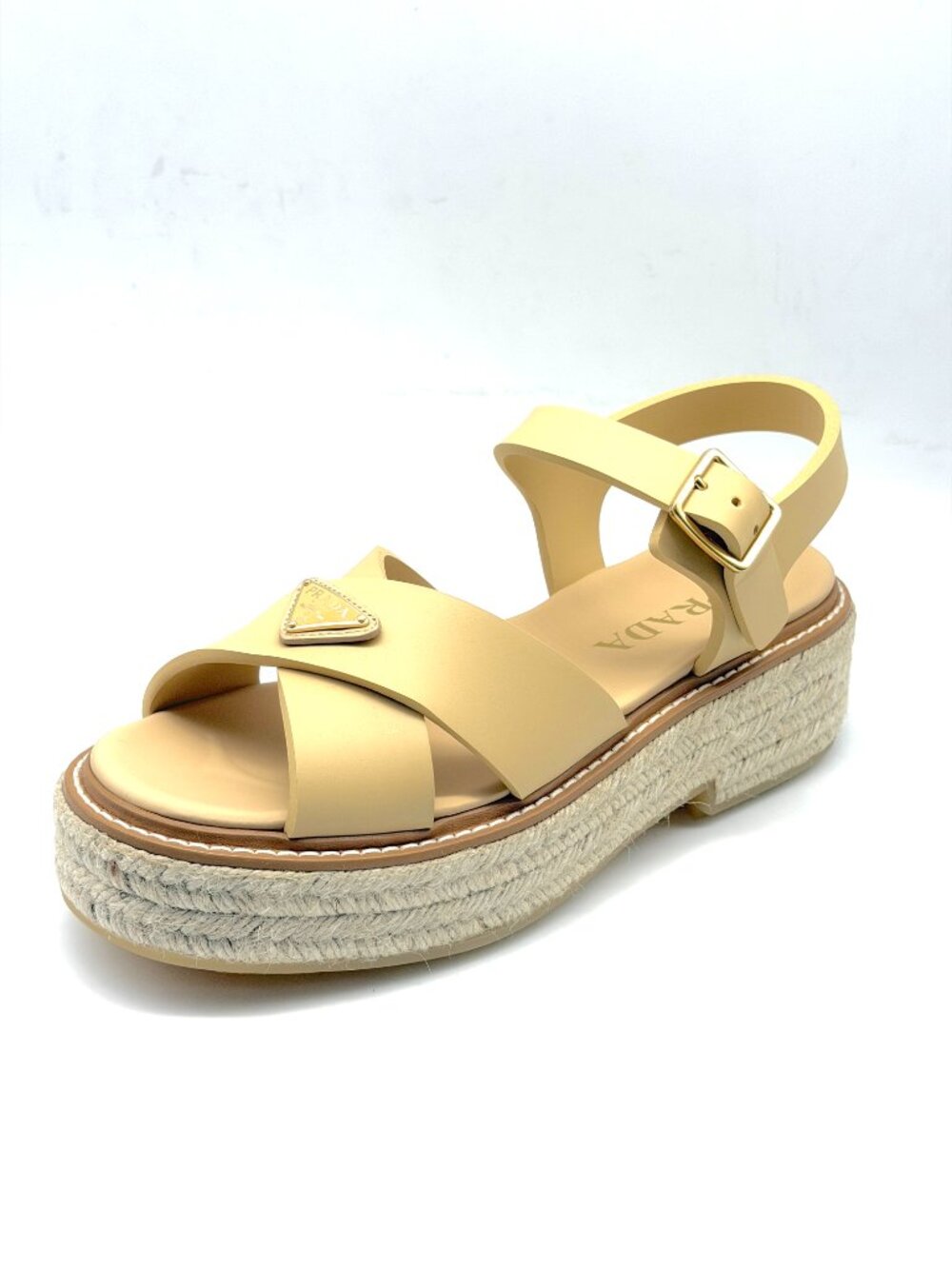 PRADA Triangle Logo Stride Flow Crisscross Platform Espadrille Sandals - Picture 4 of 16